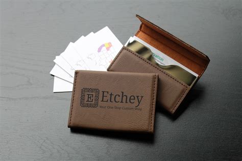 company logo on business card holder